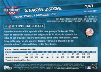 2017 Topps Opening Day #147 Aaron Judge Back