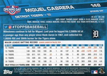 2017 Topps Opening Day #148 Miguel Cabrera Back