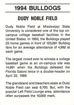 1994 Mississippi State Bulldogs #NNO Dudy Noble Field Back