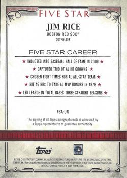 2016 Topps Five Star - Five Star Autographs #FSA-JR Jim Rice Back
