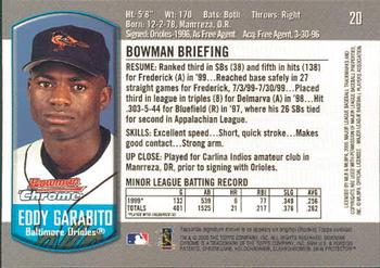 2000 Bowman Chrome Draft Picks & Prospects #20 Eddy Garabito Back
