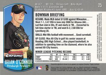 2000 Bowman Chrome Draft Picks & Prospects #25 Brian O'Connor Back