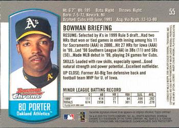 2000 Bowman Chrome Draft Picks & Prospects #55 Bo Porter  Back