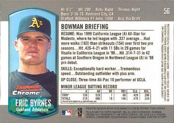 2000 Bowman Chrome Draft Picks & Prospects #56 Eric Byrnes  Back