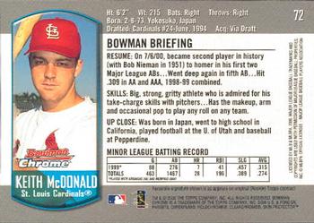 2000 Bowman Chrome Draft Picks & Prospects #72 Keith McDonald Back