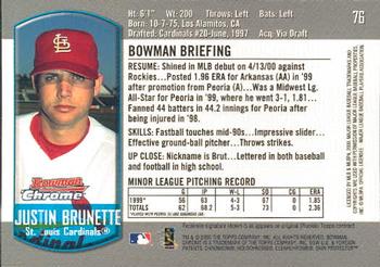 2000 Bowman Chrome Draft Picks & Prospects #76 Justin Brunette Back