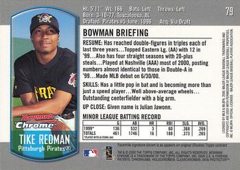 2000 Bowman Chrome Draft Picks & Prospects #79 Tike Redman Back