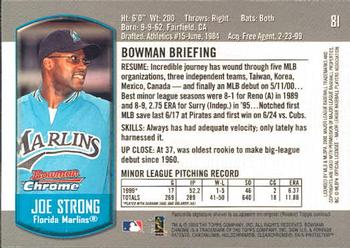 2000 Bowman Chrome Draft Picks & Prospects #81 Joe Strong Back