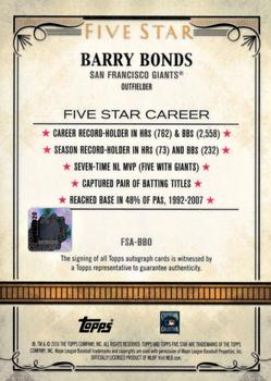 2016 Topps Five Star - Five Star Autographs Five Star #FSA-BBO Barry Bonds Back