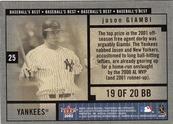 2002 Fleer Showcase - Baseball's Best #19BB Jason Giambi  Back