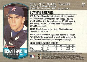 2000 Bowman Draft Picks & Prospects #37 Brian Esposito Back