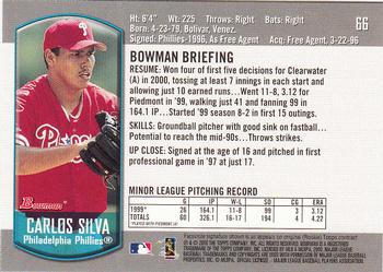 2000 Bowman Draft Picks & Prospects #66 Carlos Silva Back