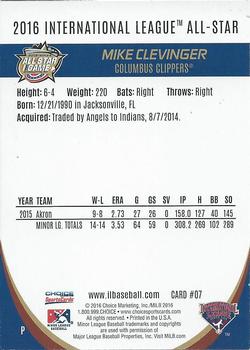 2016 Choice International League All-Stars #7 Mike Clevinger Back