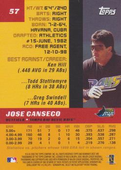 2000 Bowman's Best #57 Jose Canseco Back