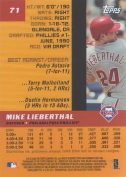 2000 Bowman's Best #71 Mike Lieberthal Back