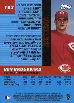 2000 Bowman's Best #183 Ben Broussard Back