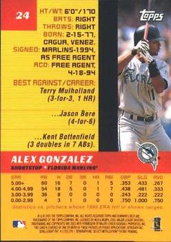 2000 Bowman's Best #24 Alex Gonzalez Back