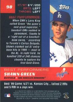 2000 Bowman's Best #98 Shawn Green Back