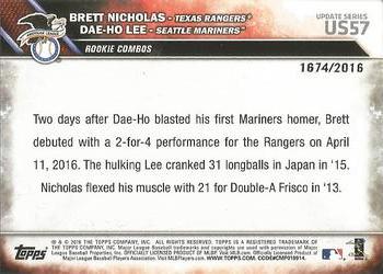 2016 Topps Update - Gold #US57 Brett Nicholas / Dae Ho Lee Back