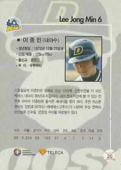 1999 Teleca #20 Jong-Min Lee Back