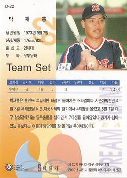 1999 Teleca Premium - Korea Dream Team #D22 Jae-Hong Park Back