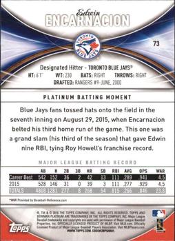 2016 Bowman Platinum #73 Edwin Encarnacion Back