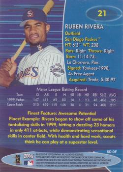 2000 Finest #21 Ruben Rivera Back