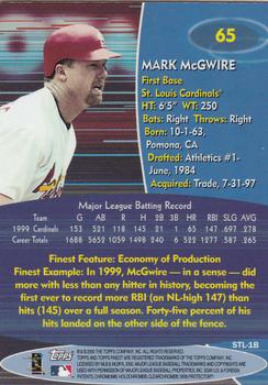 2000 Finest #65 Mark McGwire Back