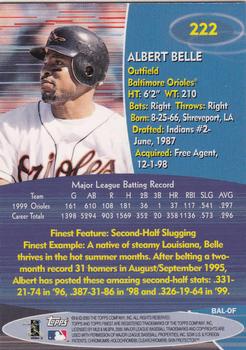 2000 Finest #222 Albert Belle Back