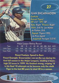 2000 Finest #27 Juan Encarnacion Back