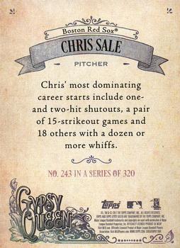 2017 Topps Gypsy Queen #243 Chris Sale Back