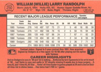 1990 Donruss #250 Willie Randolph Back