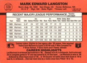 1990 Donruss #338 Mark Langston Back