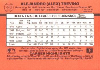 1990 Donruss #443 Alex Trevino Back