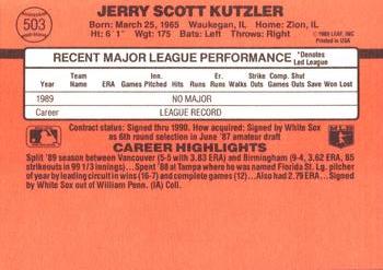 1990 Donruss #503 Jerry Kutzler Back