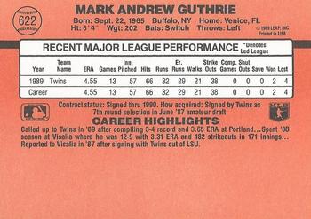 1990 Donruss #622 Mark Guthrie Back
