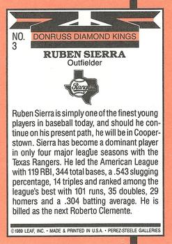 1990 Donruss #3 Ruben Sierra Back