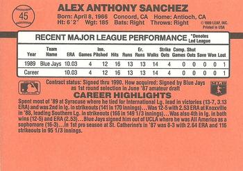1990 Donruss #45 Alex Sanchez Back