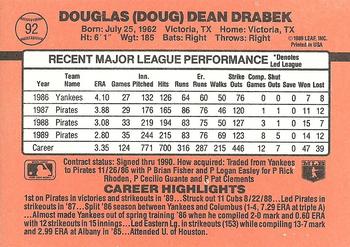 1990 Donruss #92 Doug Drabek Back