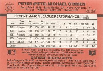 1990 Donruss #202 Pete O'Brien Back