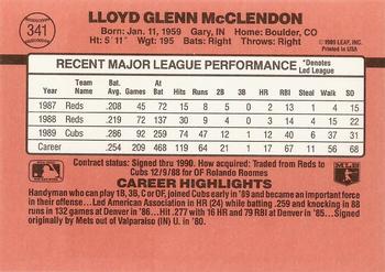 1990 Donruss #341 Lloyd McClendon Back