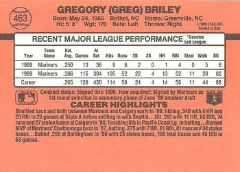 1990 Donruss #463 Greg Briley Back