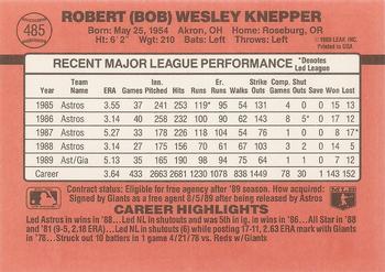 1990 Donruss #485 Bob Knepper Back