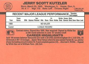1990 Donruss #503 Jerry Kutzler Back