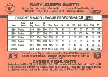 1990 Donruss #151 Gary Gaetti Back