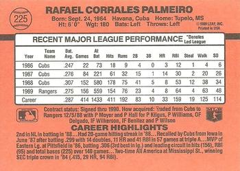 1990 Donruss #225 Rafael Palmeiro Back