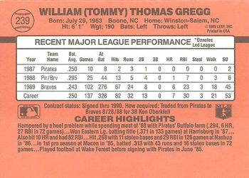 1990 Donruss #239 Tommy Gregg Back