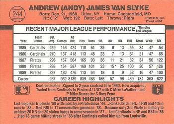 1990 Donruss #244 Andy Van Slyke Back