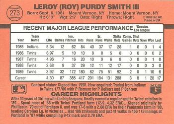1990 Donruss #273 Roy Smith Back