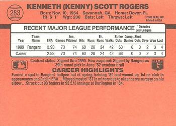 1990 Donruss #283 Kenny Rogers Back